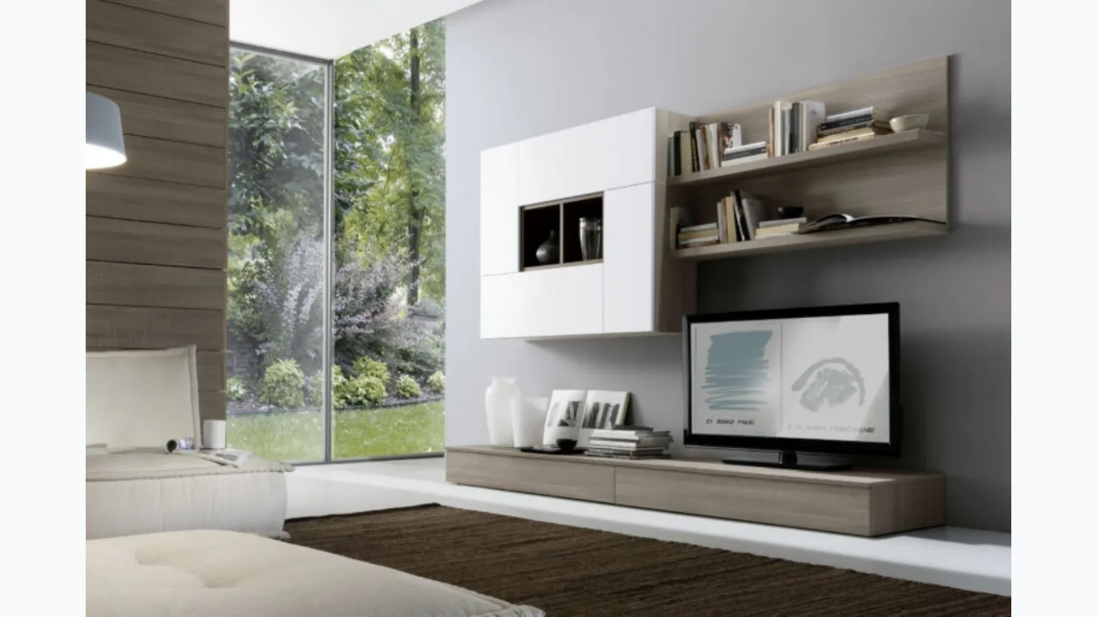 Wall unit Spot Irma 06 in Olmo Brown and White finish by S75