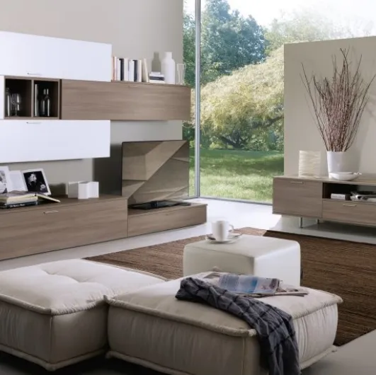Wall unit Spot Irma 08 in olmo brown and white finish by S75.