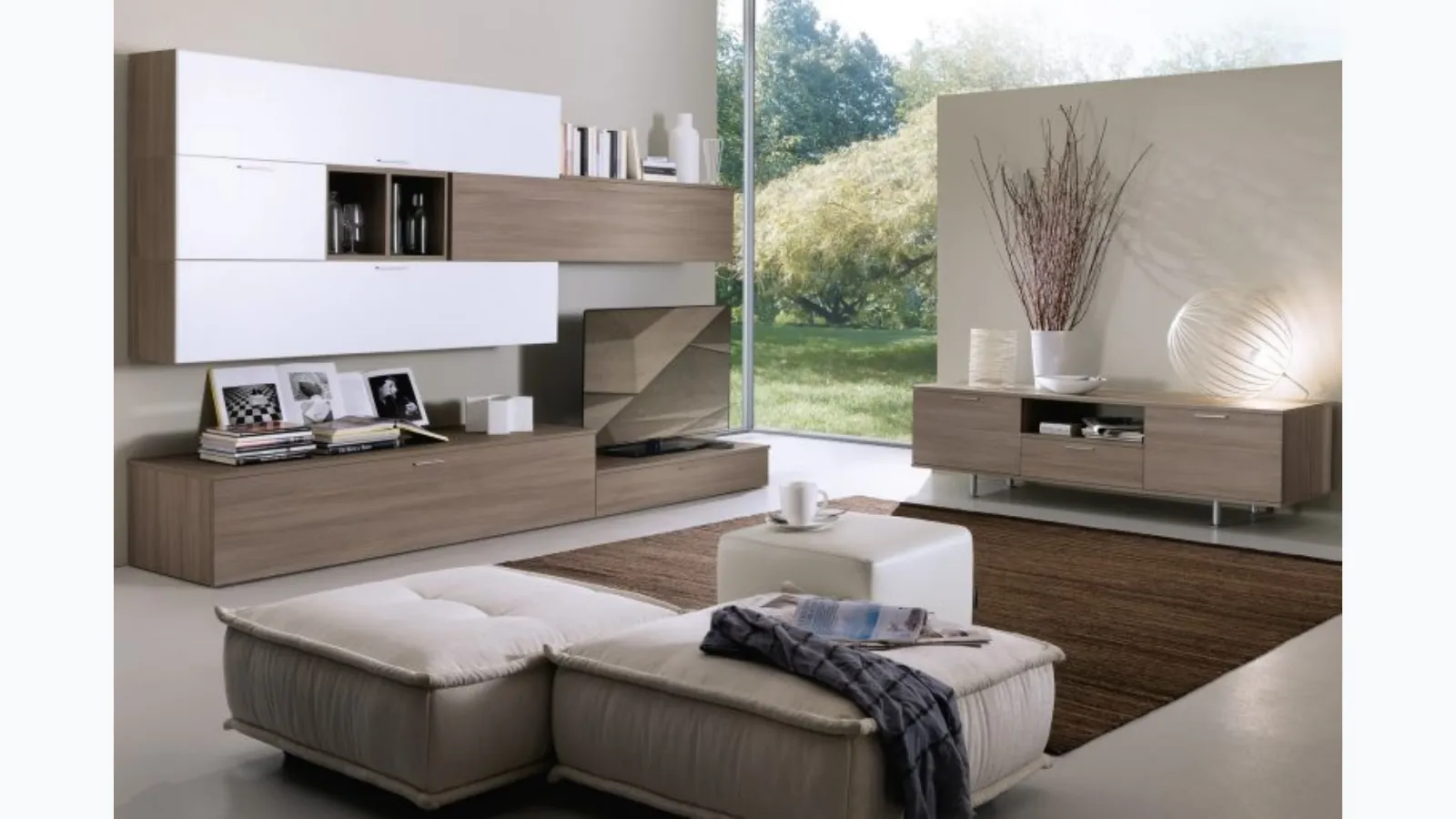 Wall unit Spot Irma 08 in olmo brown and white finish by S75.