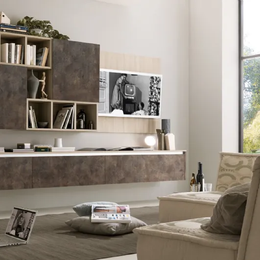 Suspended wall unit in volcano cement melamine Supreme City 02 by S75.