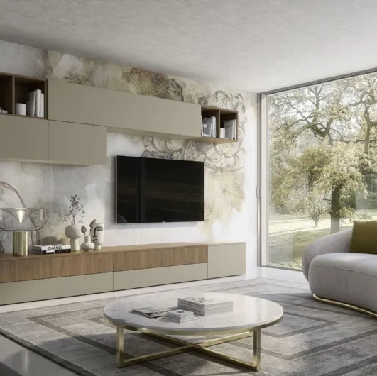 Supreme wall unit in walnut and clay finish Ingrid Walnut 03 by S75