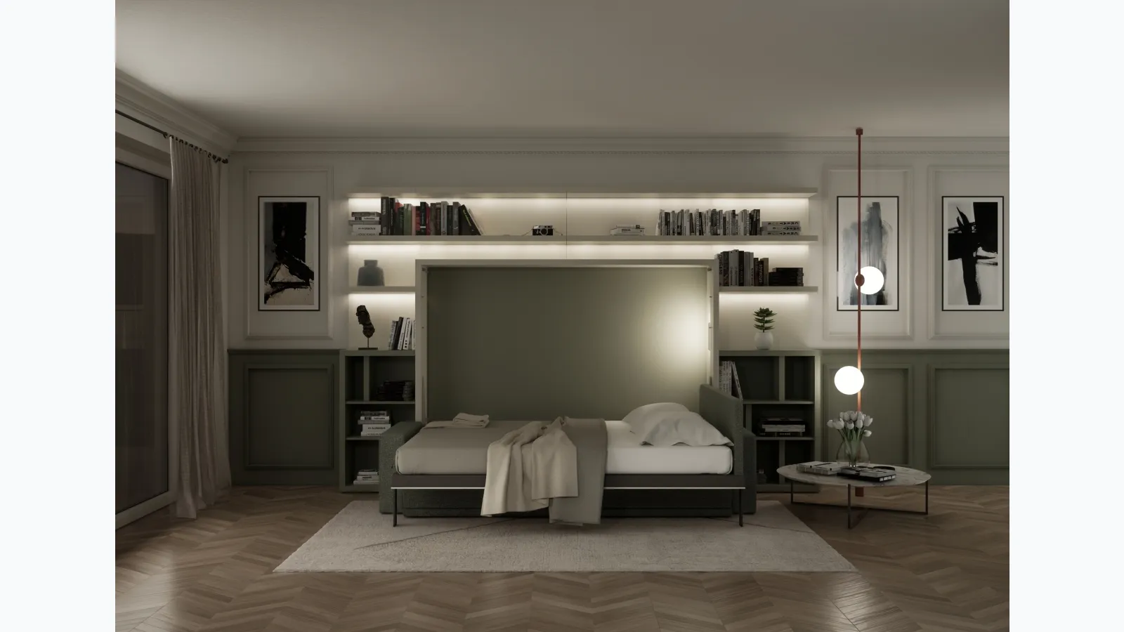 Horizontal hidden bed Atena by Clei