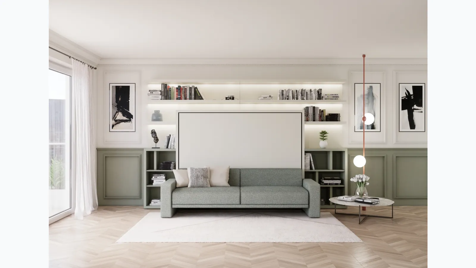 Horizontal hidden bed Atena by Clei