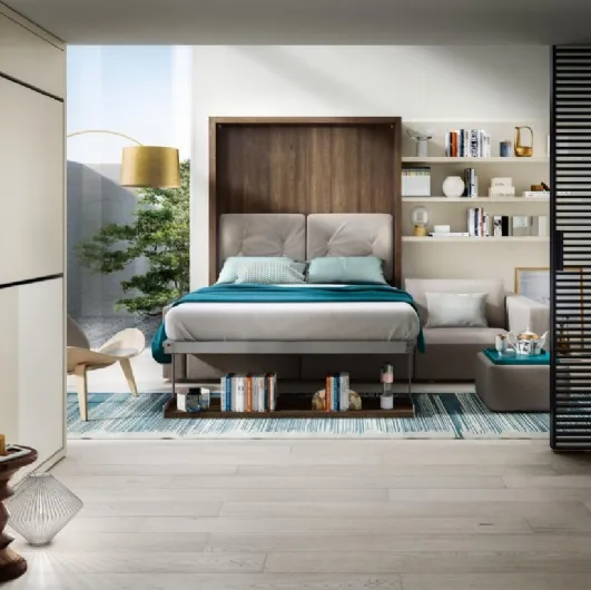 Murphy bed convertible into matte lacquered and melamine Living 08 Swing by Clei.