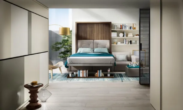 Murphy bed convertible into matte lacquered and melamine Living 08 Swing by Clei.
