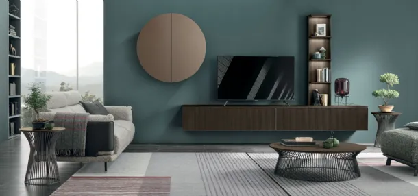 Suspended mobile Atlas UNIT AT108 in moka oak finish by Tomasella.