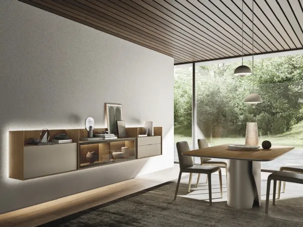 Suspended mobile Cabaret One 03 in material and Sangiacomo wood.