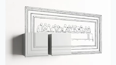 Suspended mobile Gessolina with 2 hanging cabinets from Minotti Italia.