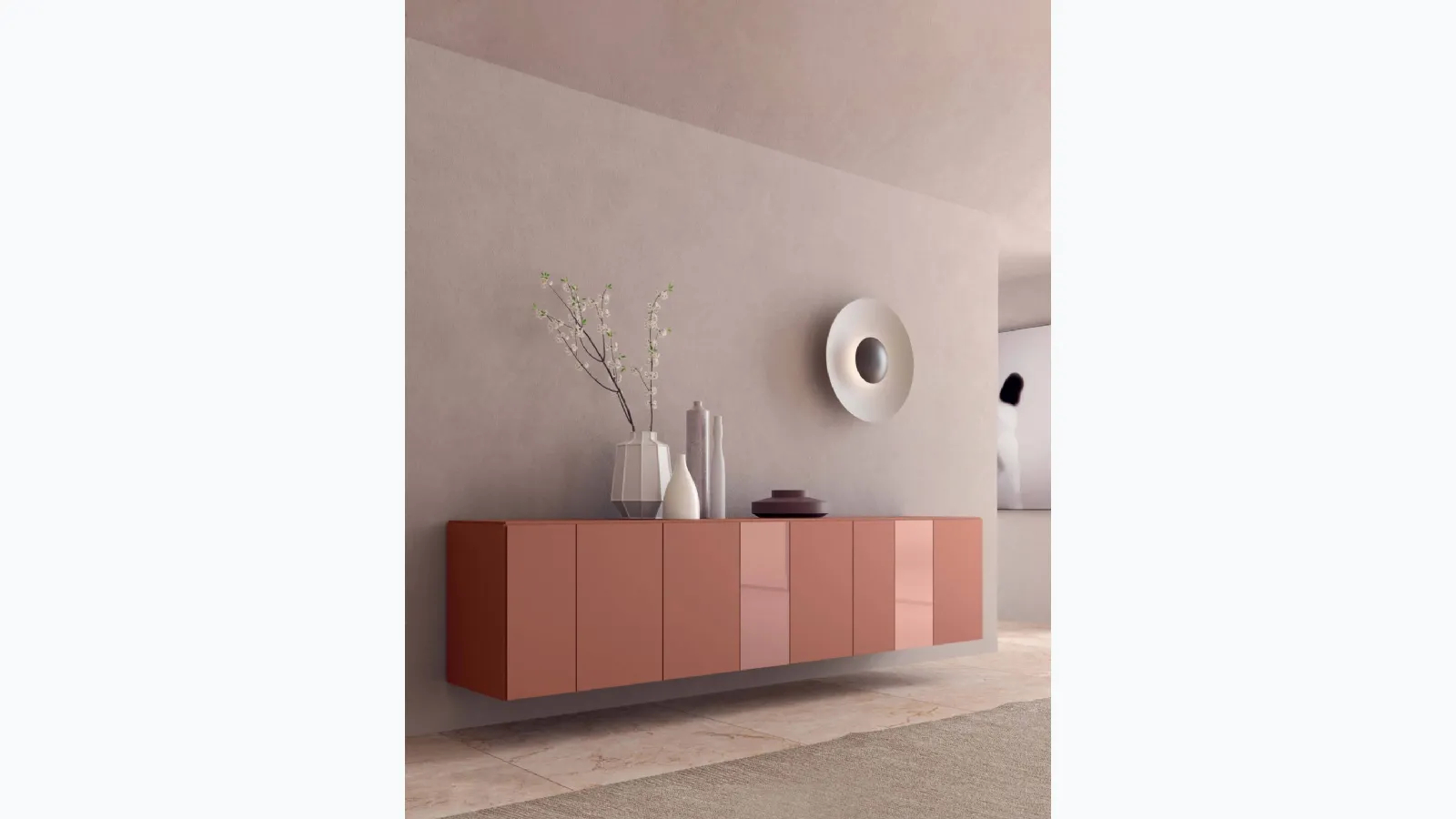 Suspended I-ModulART sideboard in lacquered finish by Pres