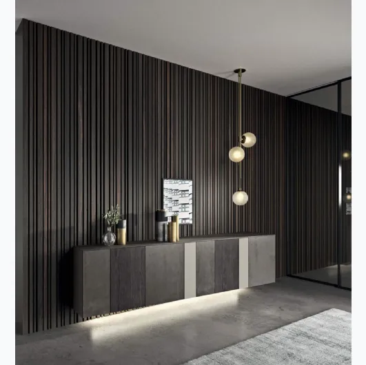 Suspended mobile InclinART in lacquered metal and wood by Presotto.