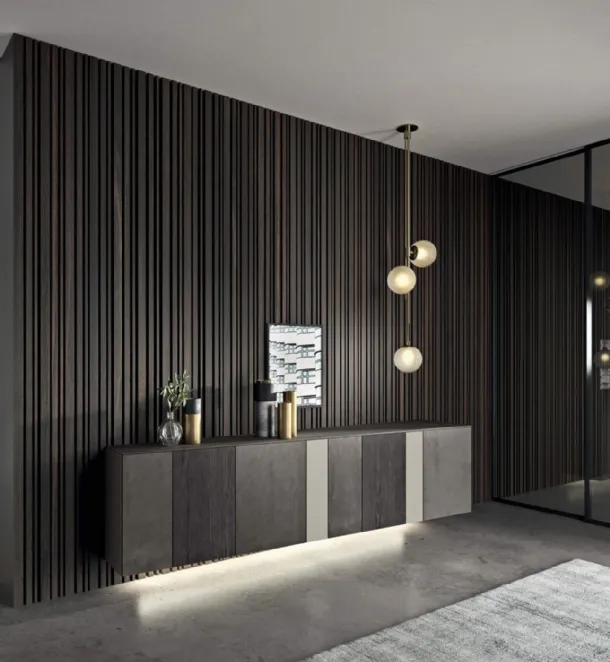 Suspended mobile InclinART in lacquered metal and wood by Presotto.