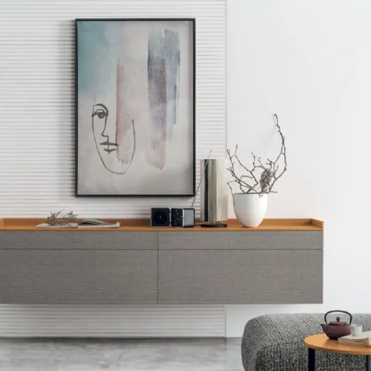 Floating sideboard Sir S01 in alpaca material by Tomasella.