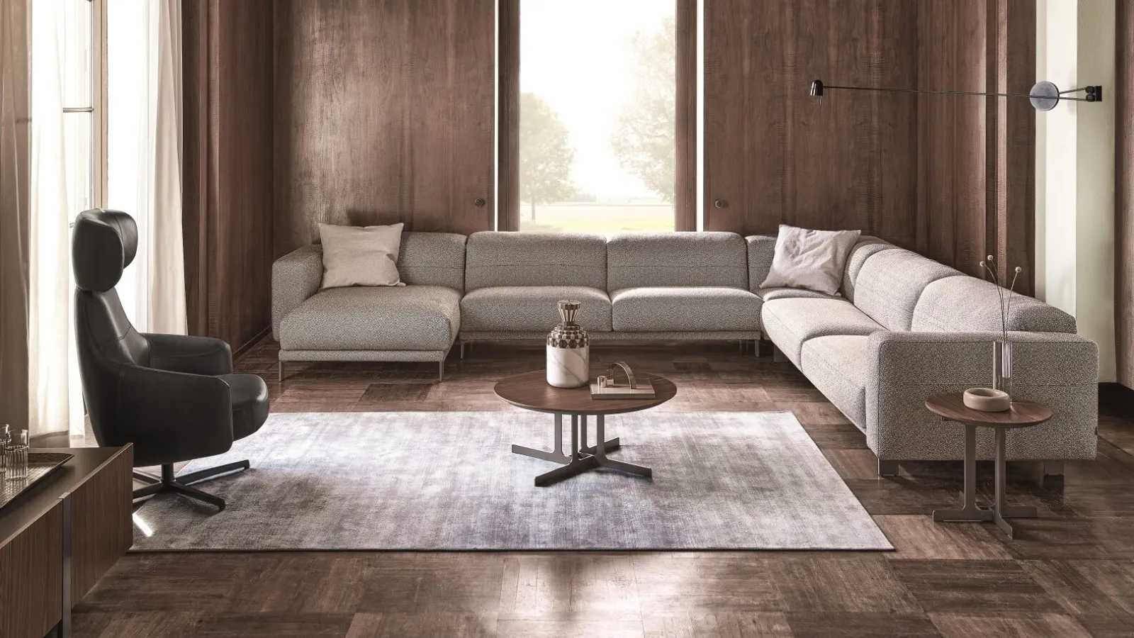 Corner sofa in fabric with peninsula Bepop by Ditre Italia.