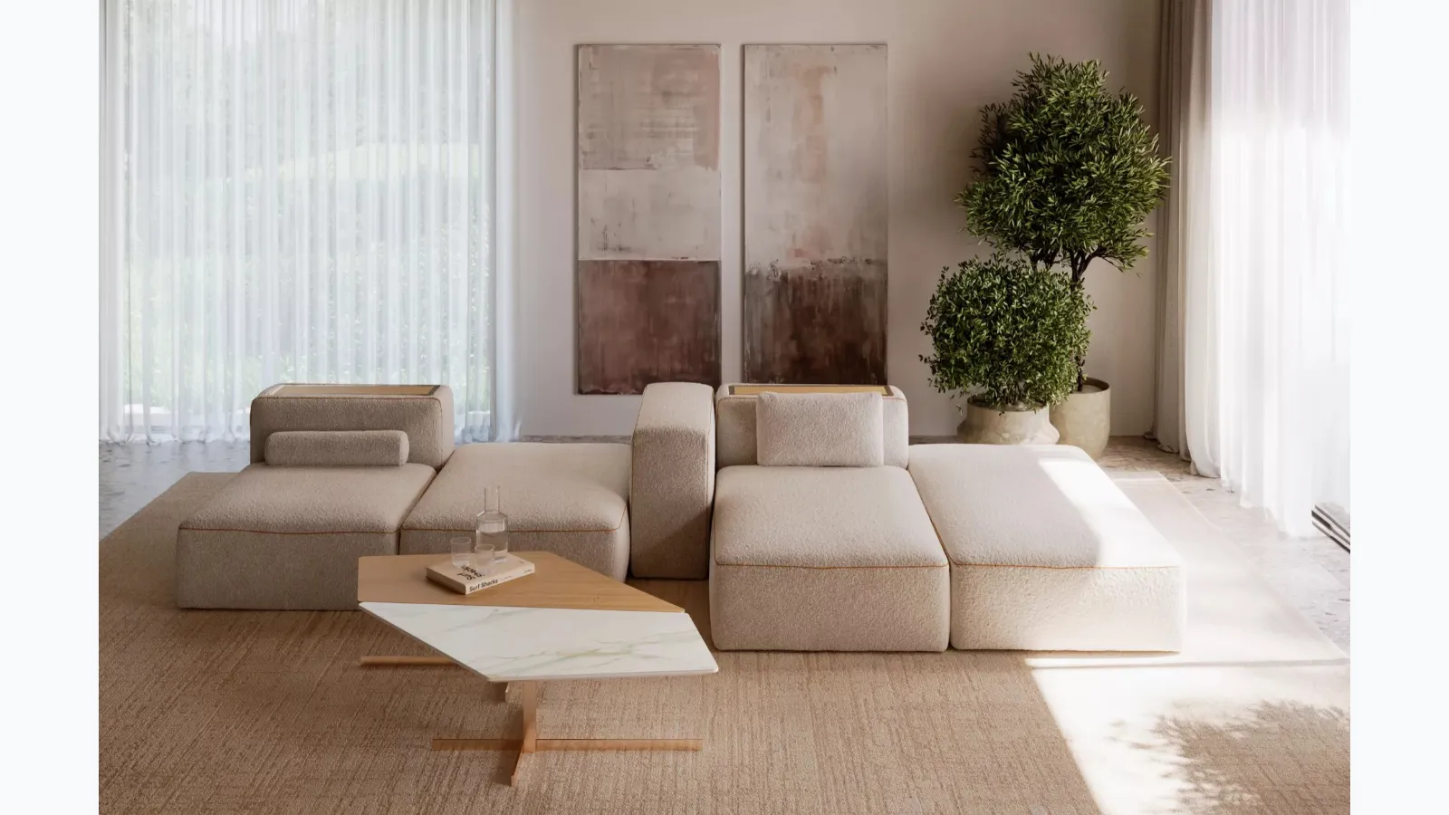 Modular sofa Blake in Bontempi fabric.