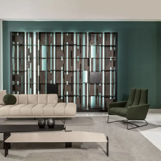 Linear leather sofa Blockbau by Cantori