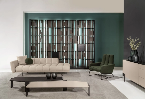 Linear leather sofa Blockbau by Cantori