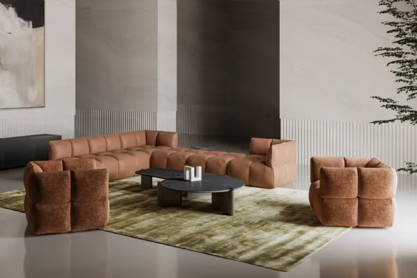Corner leather sofa Brik by Bonaldo.