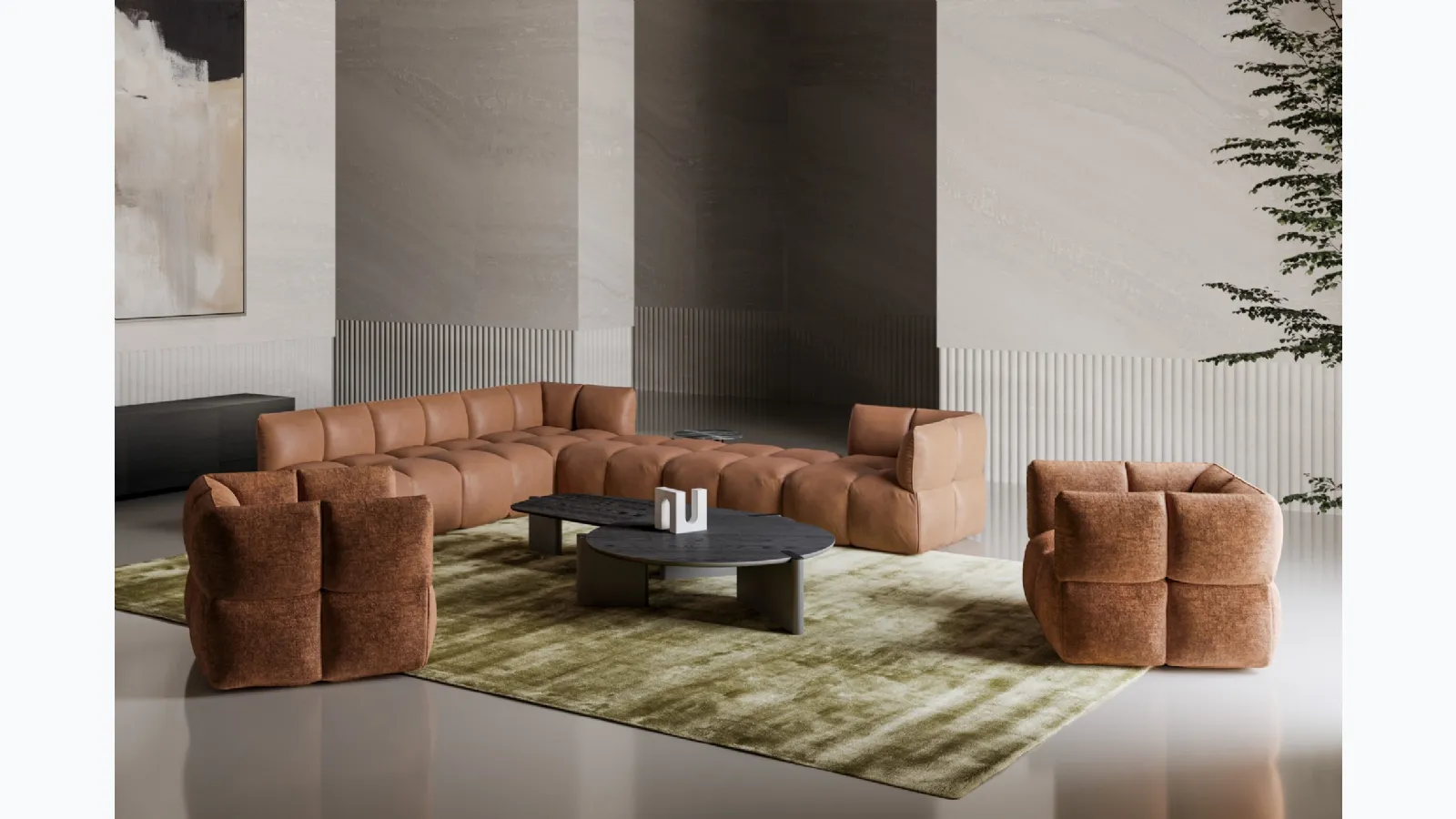 Corner leather sofa Brik by Bonaldo.