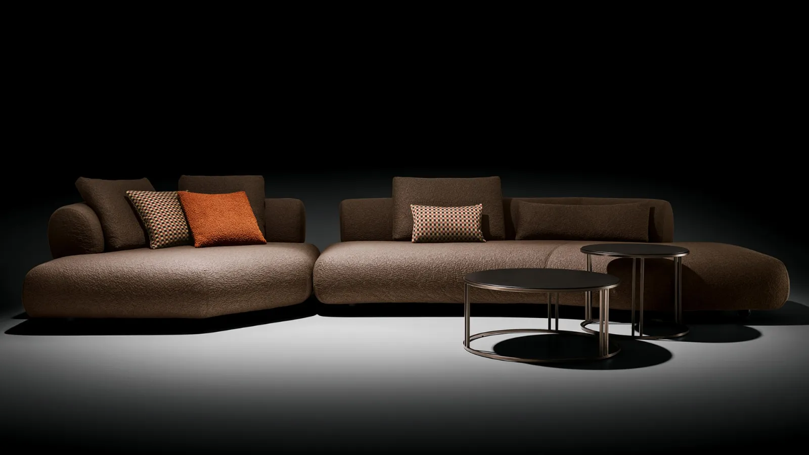 Modular fabric sofa Brió by Twils with padding.