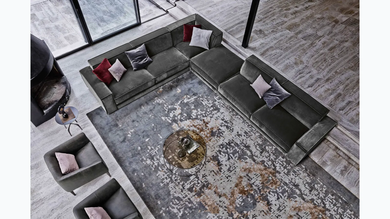 Corner sofa in Bublè fabric by Ditre Italia.