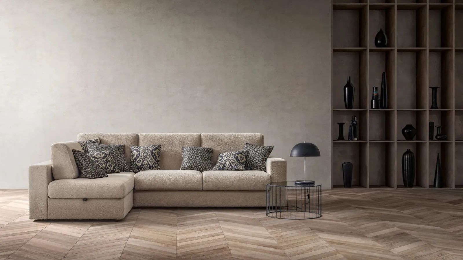 Sofa bed with peninsular Cliff by Samoa