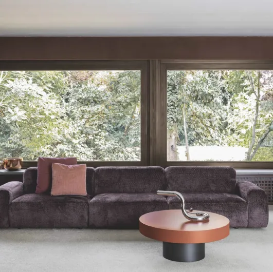 Cloud upholstered fabric linear sofa by Flexteam