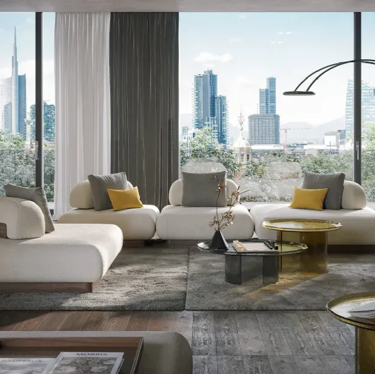 Modular sofa with peninsula Domus by Tonin Casa.