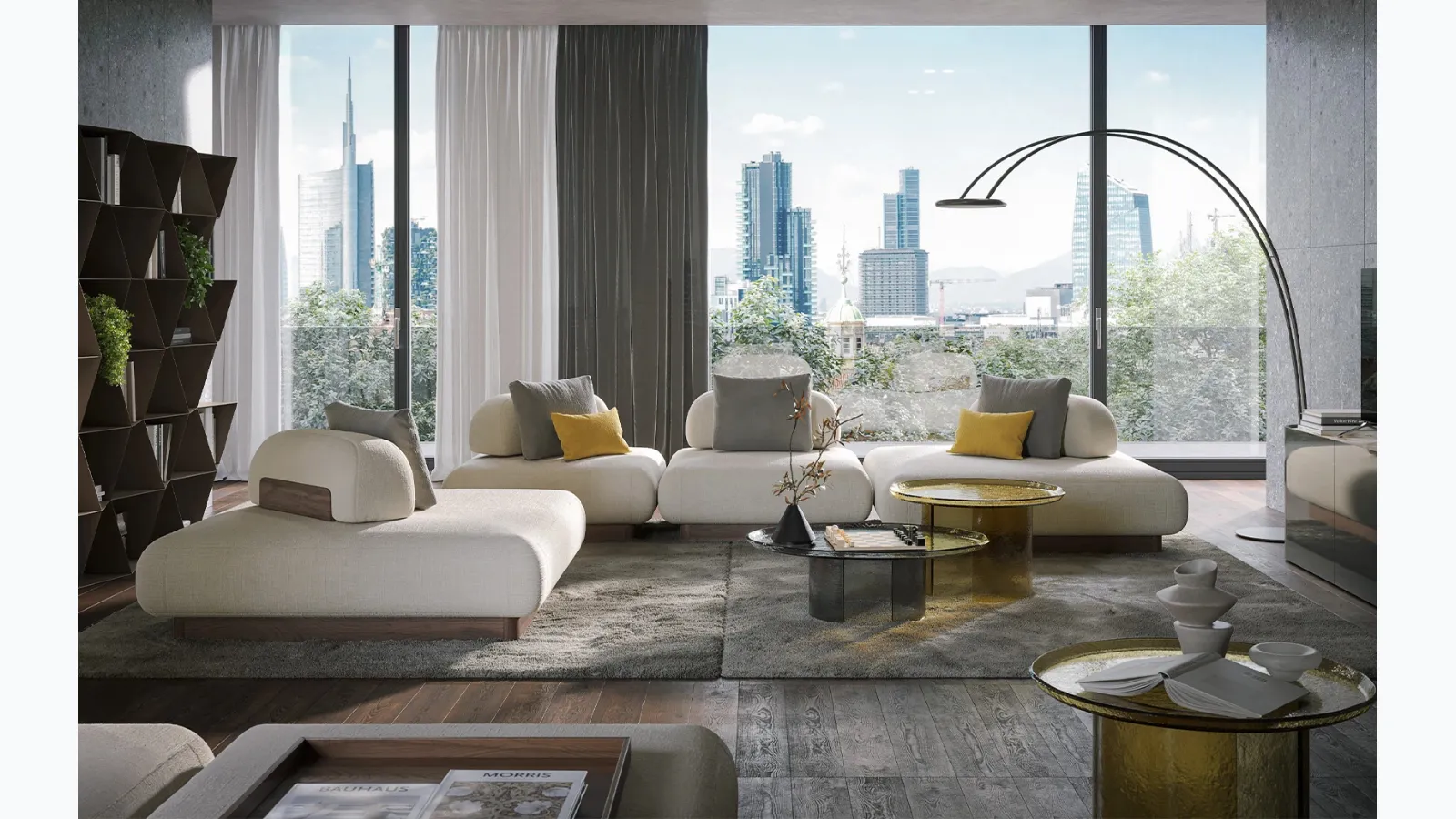 Modular sofa with peninsula Domus by Tonin Casa.