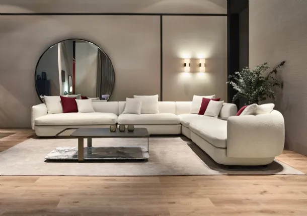 Gabrielle's corner sofa upholstered in Cantori fabric.
