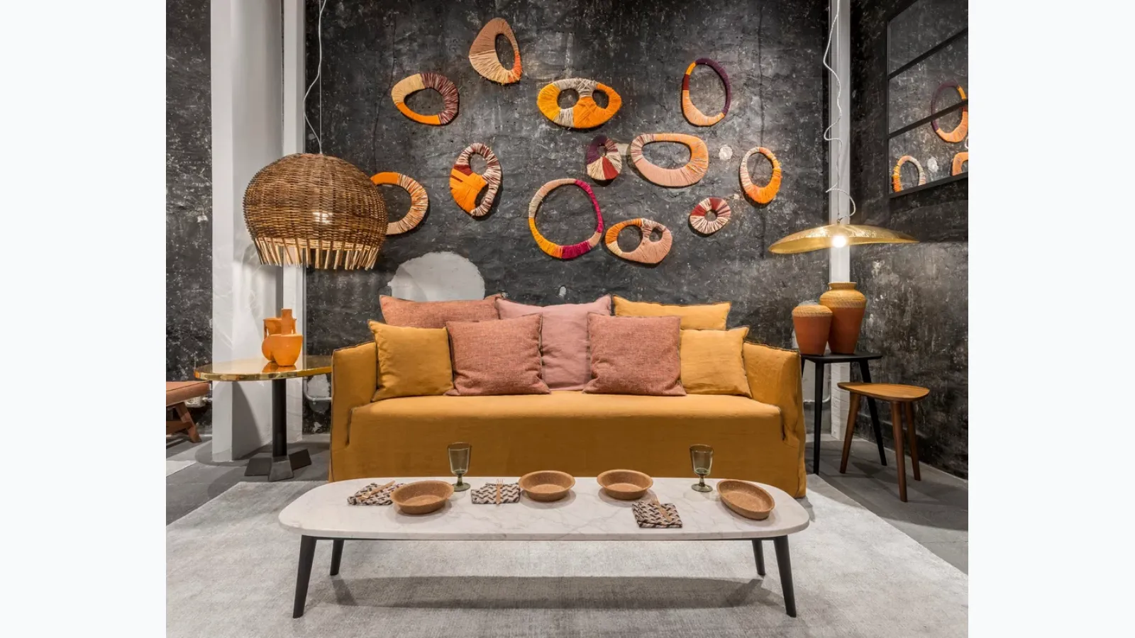 Linear sofa in Ghost fabric by Gervasoni.