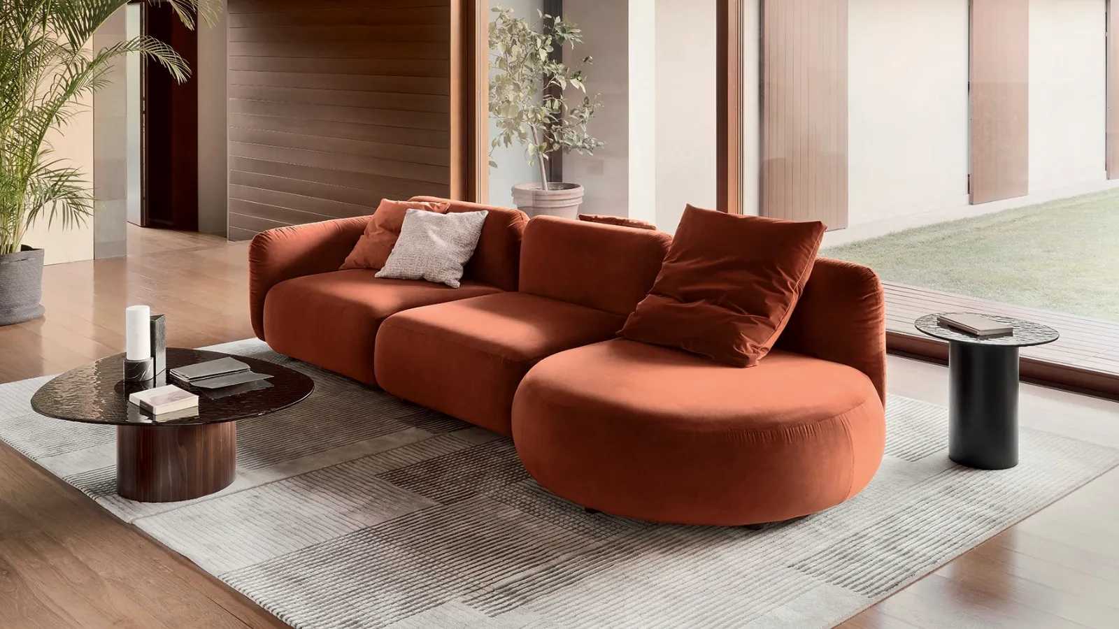 Sofa with peninsula Ginza by Calligaris