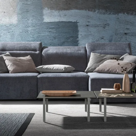 Linear fabric sofa with Glide retractable seats by Samoa.