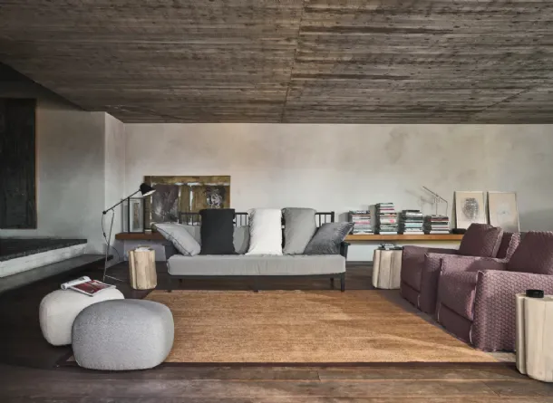 Linear Gray sofa in wood and fabric by Gervasoni.