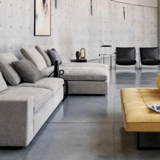 Upholstered fabric sofa with double peninsula Kubic by Desirèe.
