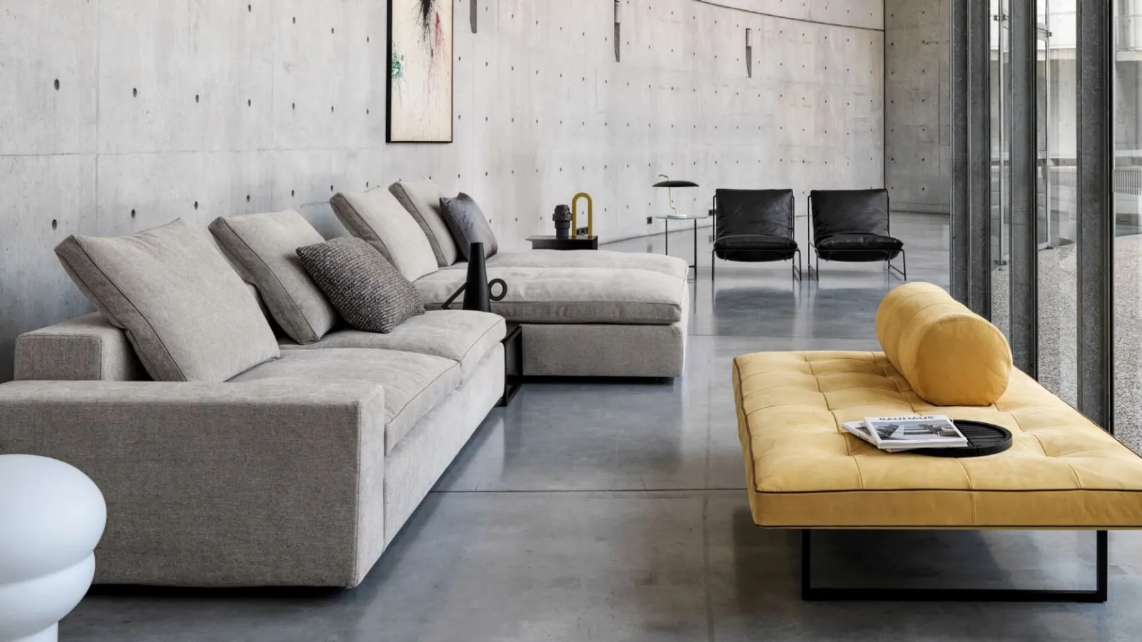 Upholstered fabric sofa with double peninsula Kubic by Desirèe.