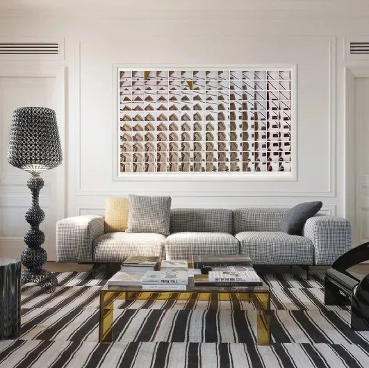 Linear sofa Wide Pied de Poule by Kartell