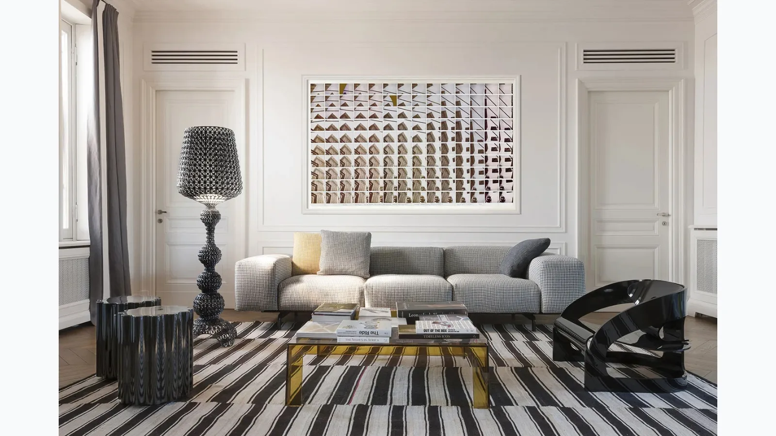 Linear sofa Wide Pied de Poule by Kartell