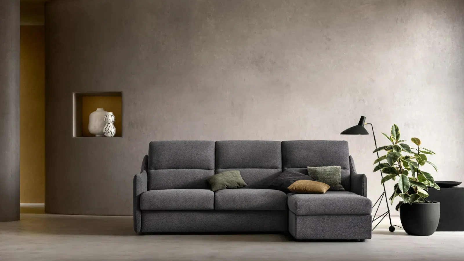 Sofa bed with peninsula Logan by Samoa