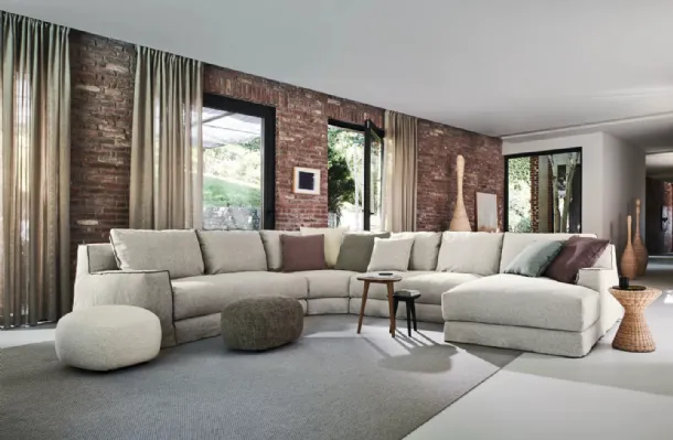 Corner sofa with peninsula Loll by Gervasoni