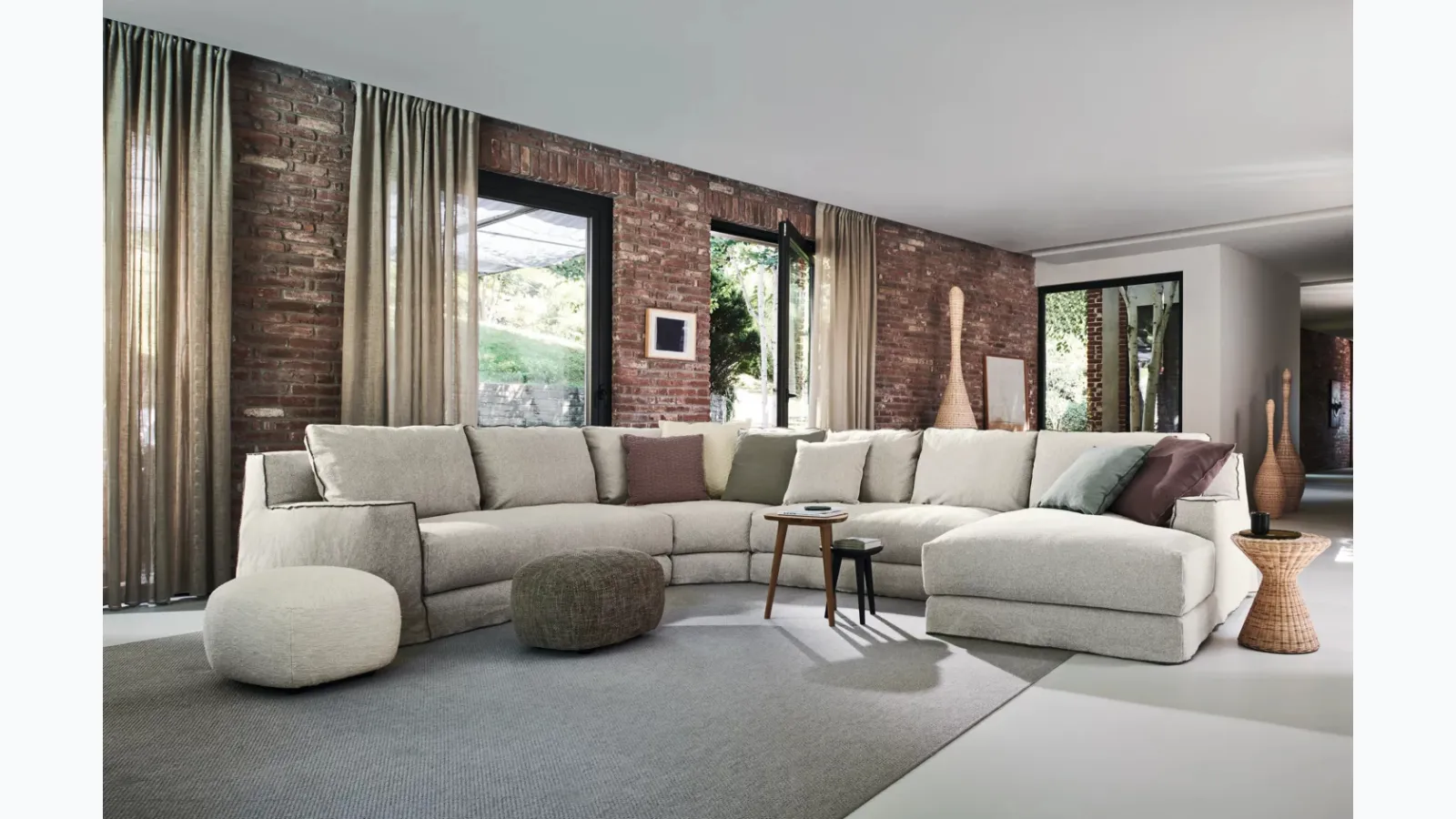 Corner sofa with peninsula Loll by Gervasoni