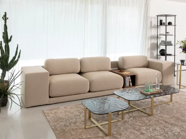 Linear fabric upholstered sofa London by Tonin Casa