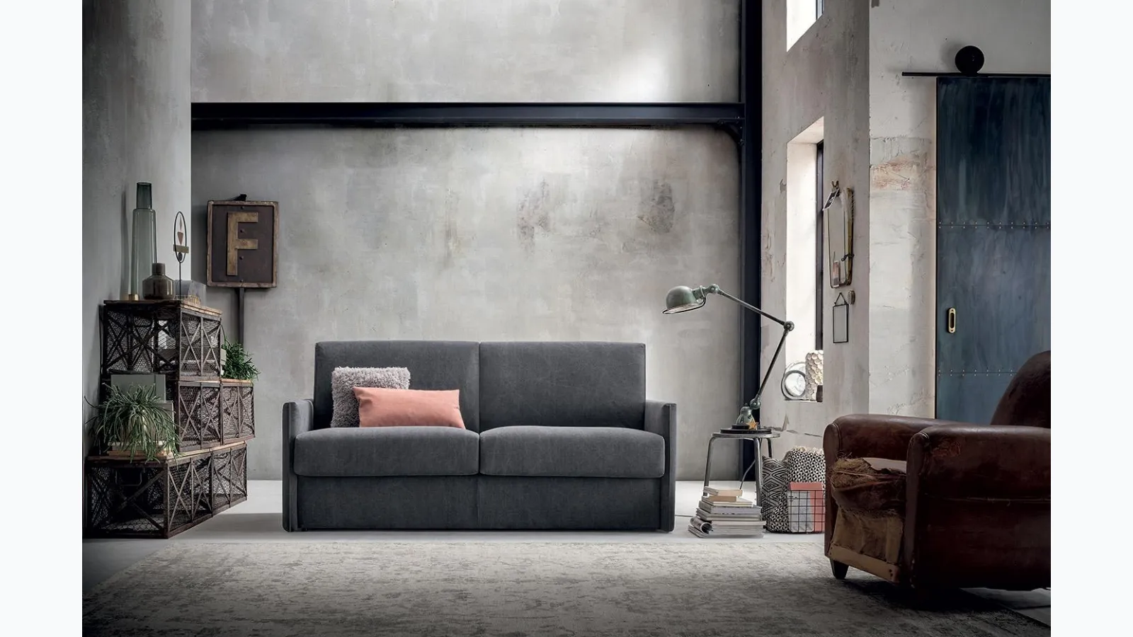 Fabric sofa bed with slim arms Mark by Felis