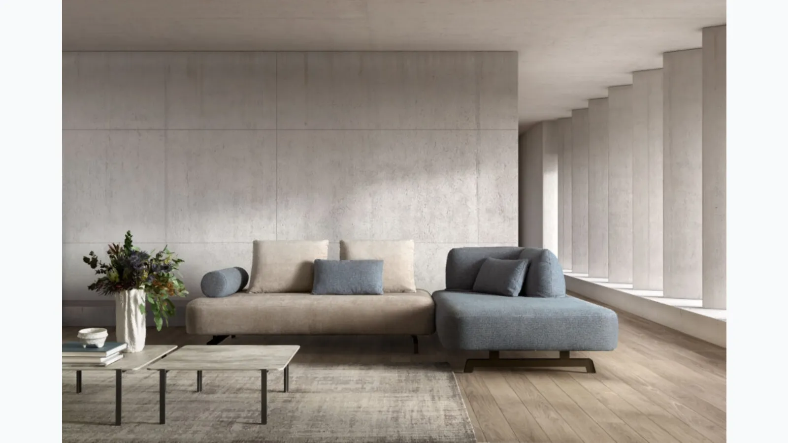 Fabric sofa with Matrix Special peninsula by Samoa.