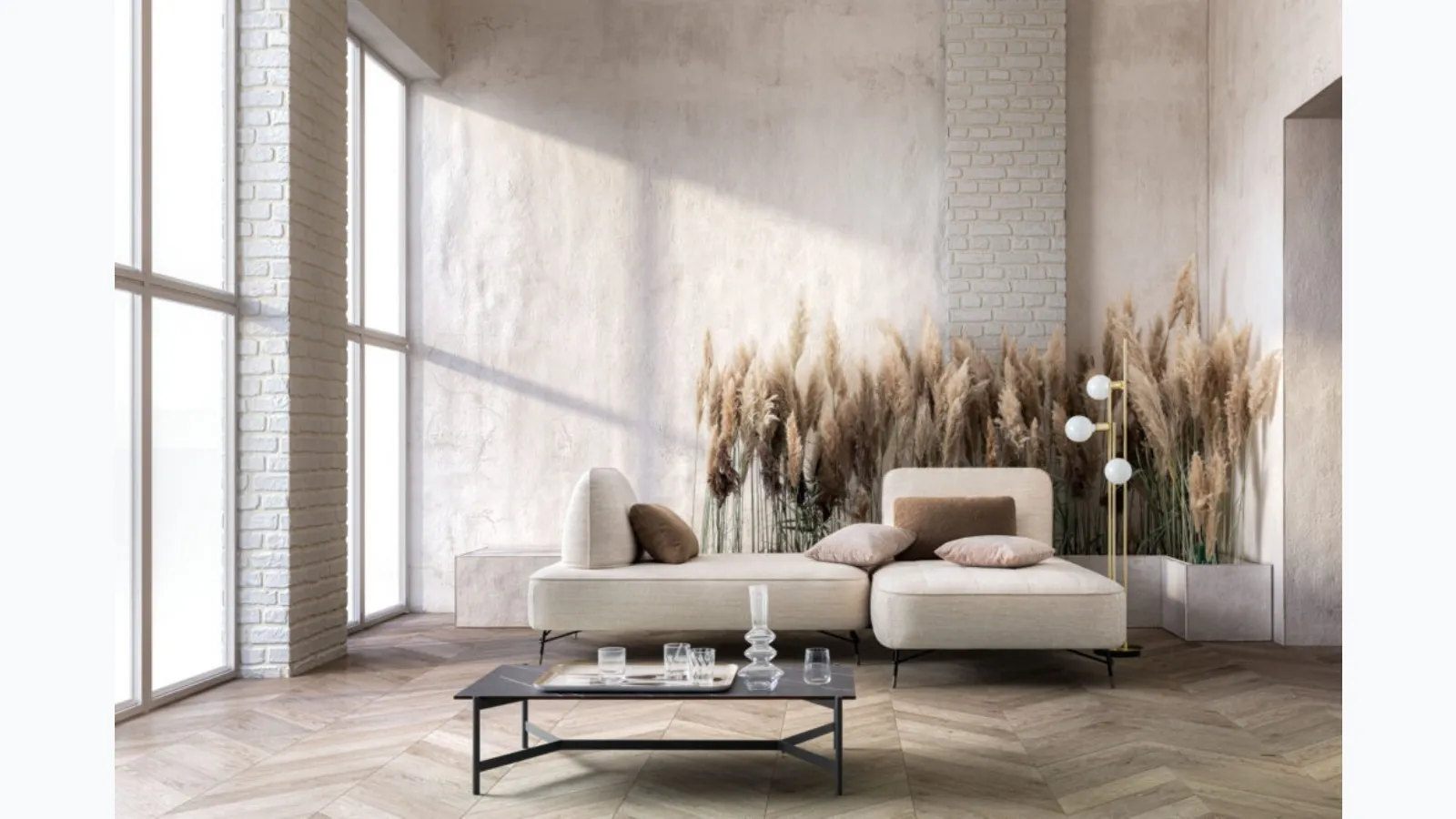 Fabric sofa with Matrix Special peninsula by Samoa.