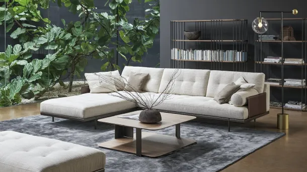 Fabric sofa with chaise longue Maximilian by Bonaldo