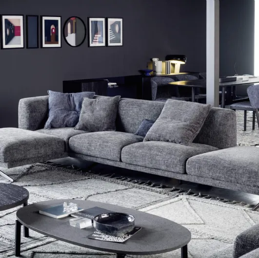 Sofa with Noa peninsula in Novamobili upholstered fabric.