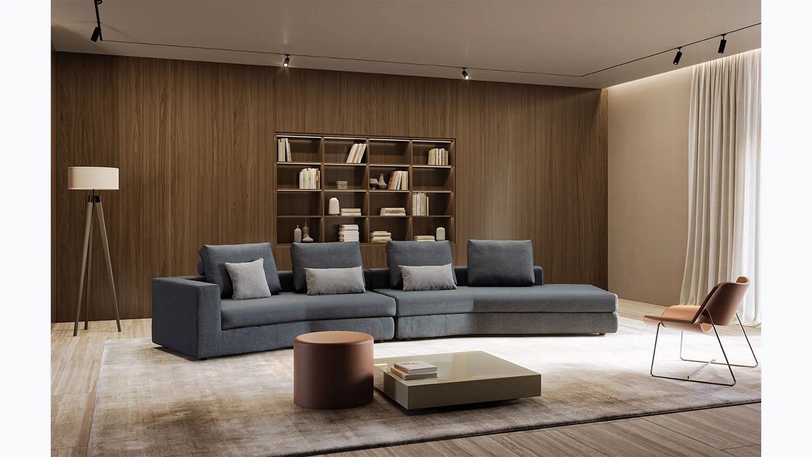 Park living room in padded fabric by Dema