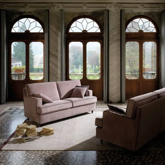 Linear velvet sofa Petra Special by Samoa