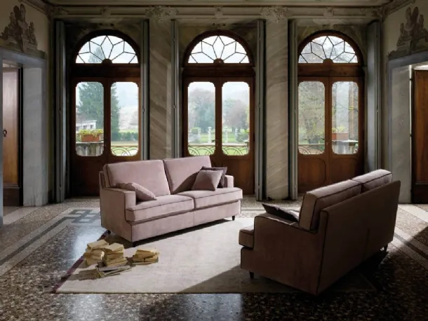 Linear velvet sofa Petra Special by Samoa