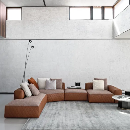 Leather and fabric sofa Reef Diamond by Flexteam.